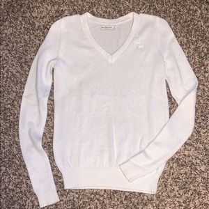 White V-neck sweater